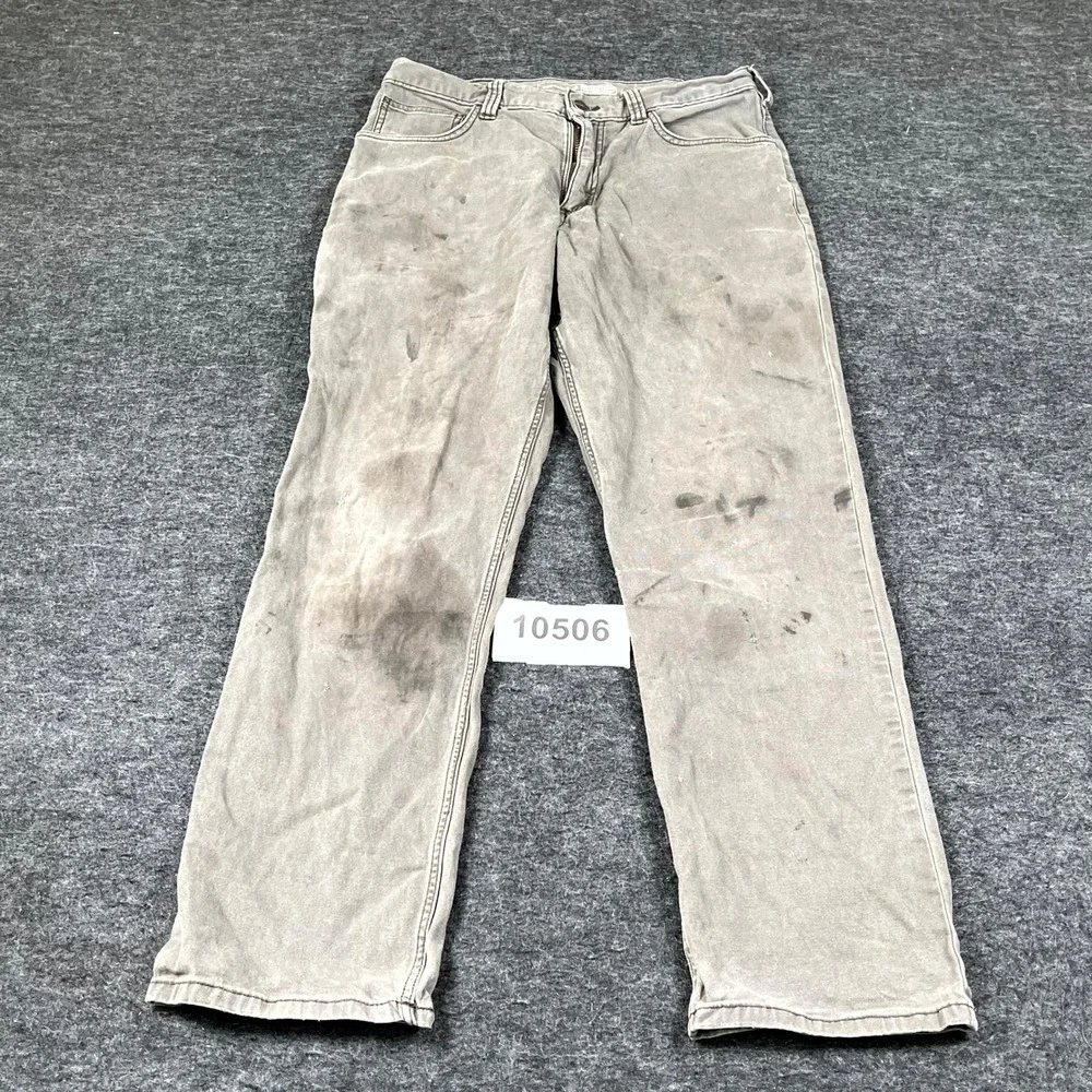 Carhartt Rugged Flex Relaxed Fit Work Pants Mens 33x32 Brown Canvas  Thrashed